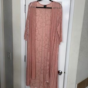Light pink velvet burnout kimono/duster